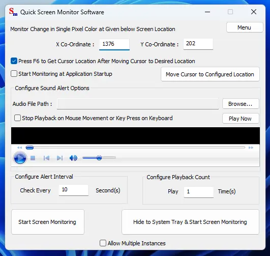 Monitor Screen for changes and sound an audible alert